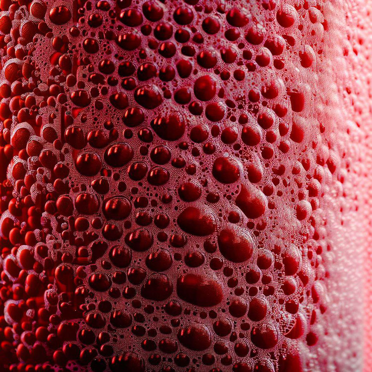 Suds of soap on the surface of a red Hydro Flask.
