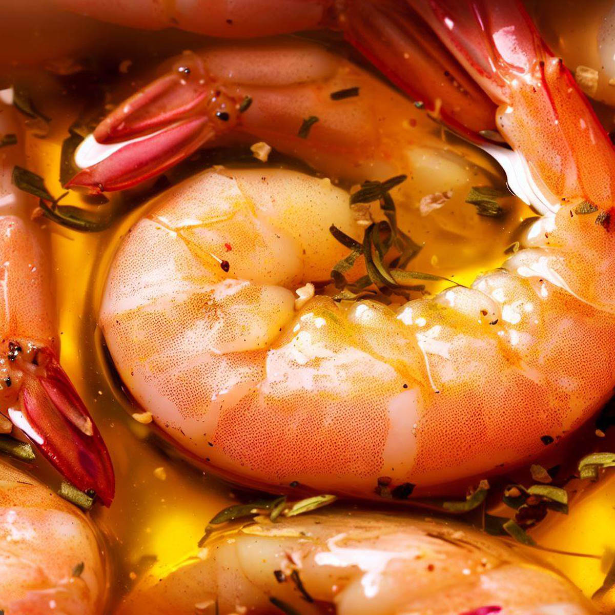 Shrimp soaking in a rich, zesty marinade for Texas Roadhouse grilled shrimp recipe